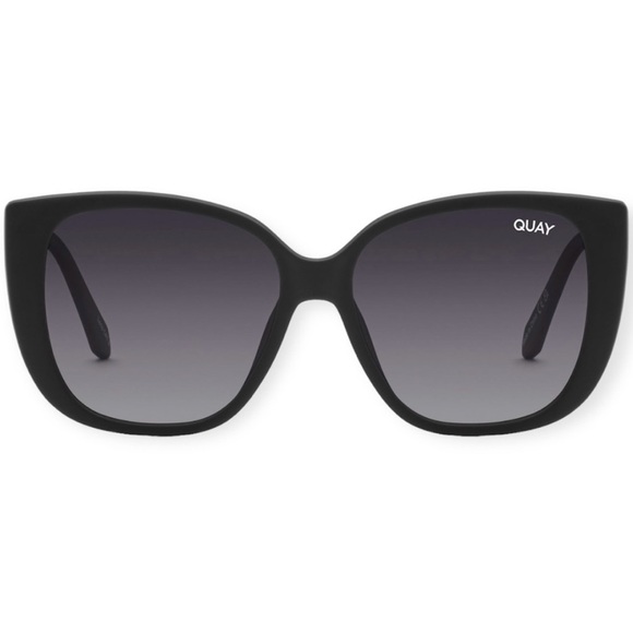QUAY Ever After Sunglasses Matte Black Frame Smoke Gradient Lenses Large NWT - Picture 2 of 10